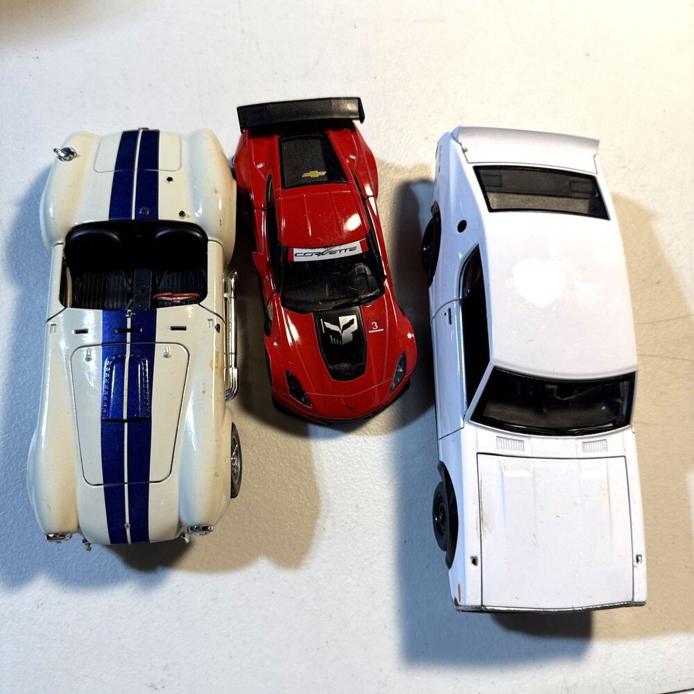 Lot Of 3 Vintage Metal Toy Cars 1/24 1/36 Shelby 65 Nissan 1973 2016 Corvette 07